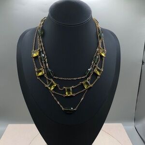 Bundle 2 vintage monet crystal chain necklaces layered look.